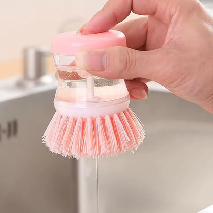 Dishwashing Brush with Soap Dispenser – Kitchen Scrub Brush for Pots & Dishes