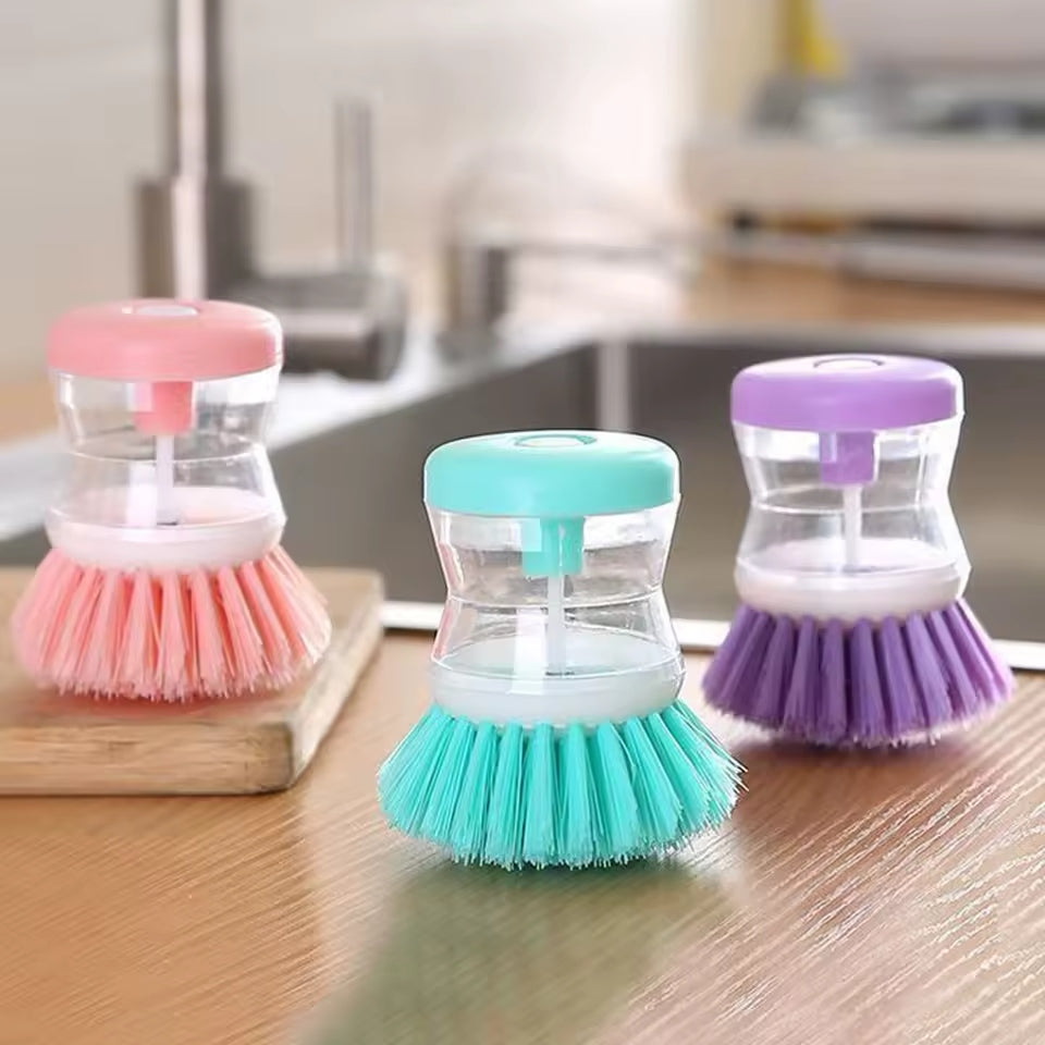 Dishwashing Brush with Soap Dispenser – Kitchen Scrub Brush for Pots & Dishes