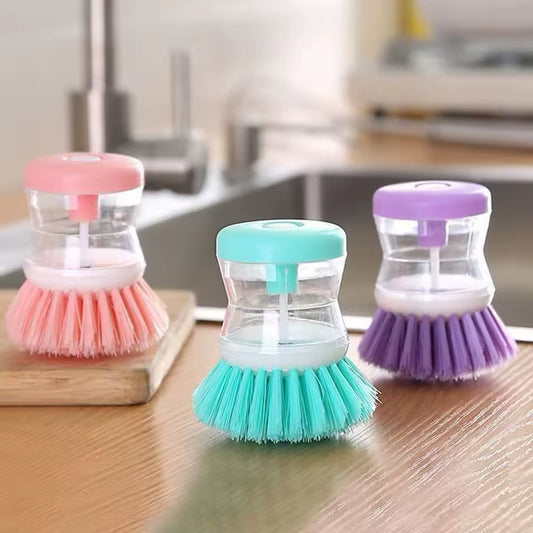 Dishwashing Brush with Soap Dispenser – Kitchen Scrub Brush for Pots & Dishes