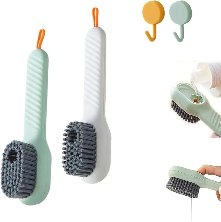 Cleaning Brush with Soap Dispenser – Long Handle Soft Bristle Laundry Brush