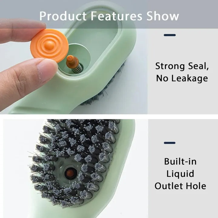 Cleaning Brush with Soap Dispenser – Long Handle Soft Bristle Laundry Brush