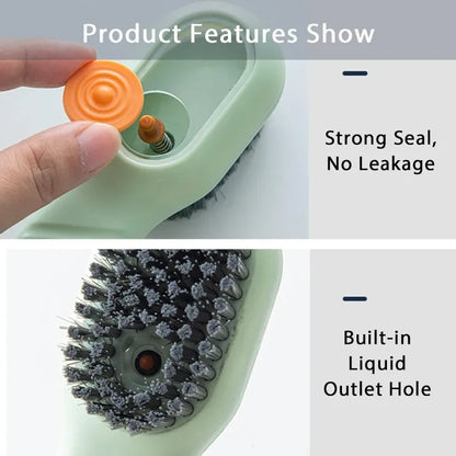 Cleaning Brush with Soap Dispenser – Long Handle Soft Bristle Laundry Brush
