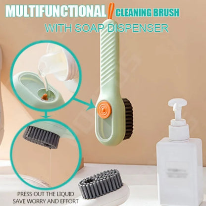 Cleaning Brush with Soap Dispenser – Long Handle Soft Bristle Laundry Brush