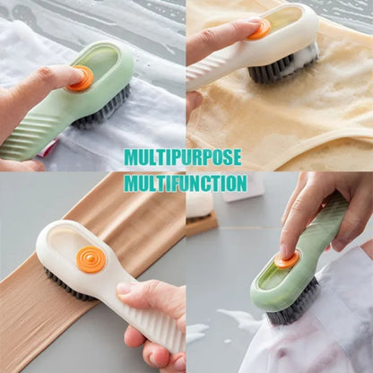 Cleaning Brush with Soap Dispenser – Long Handle Soft Bristle Laundry Brush