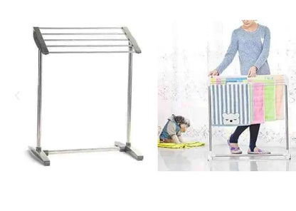Stainless Steel Mobile Towel Rack – Compact Space-Saving Drying Stand