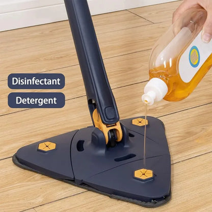 Triangular Twister Mop – 360° Rotating Hands-Free Corner Cleaner