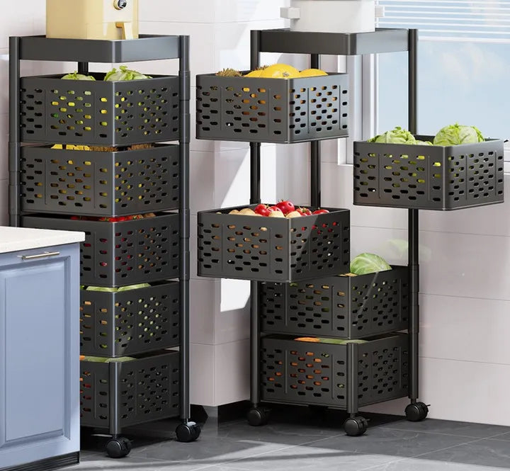 4/5 Tier Kitchen Organizer – Rolling Storage Rack with Wheels