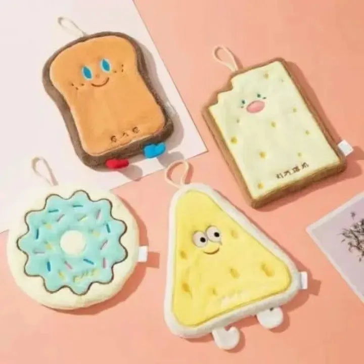 Cute Food Shape Hand Towel – Soft Coral Velvet Kitchen Wipe