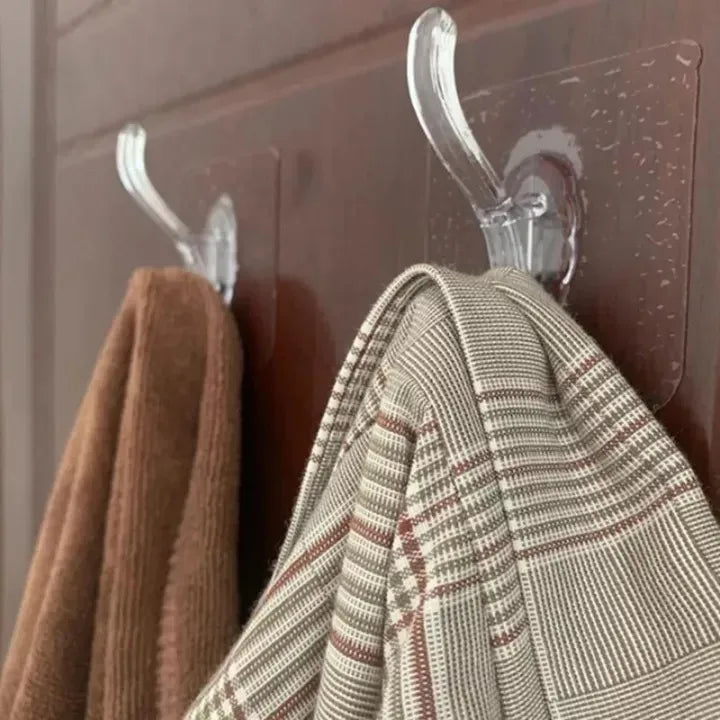 6PCS Sticky Hooks – Strong Clear Wall & Door Hooks