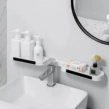 180° Rotating Punch-free Bathroom Rack – Wall-Mounted Space Saver