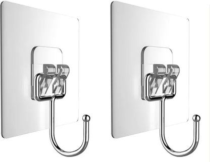 Heavy Duty Self‑Adhesive Wall Hooks – Punch‑Free Hanging Hooks for Kitchen, Bathroom, Towels & Bags