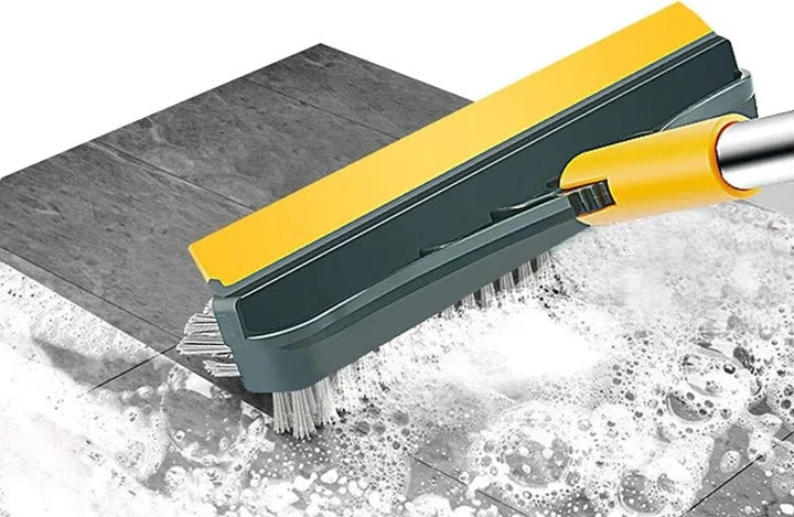2 in 1 Bathroom Cleaning Brush with Wiper – Long Handle 180° Rotating Floor Brush