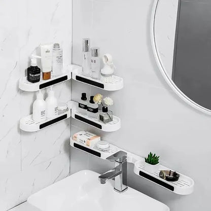 180° Rotating Punch-free Bathroom Rack – Wall-Mounted Space Saver