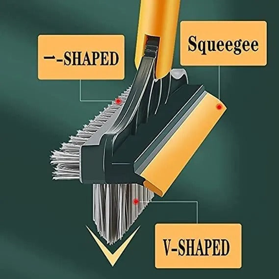 3 in 1 Bathroom Cleaning Brush with Wiper – Long Handle 180° Rotating Floor Brush