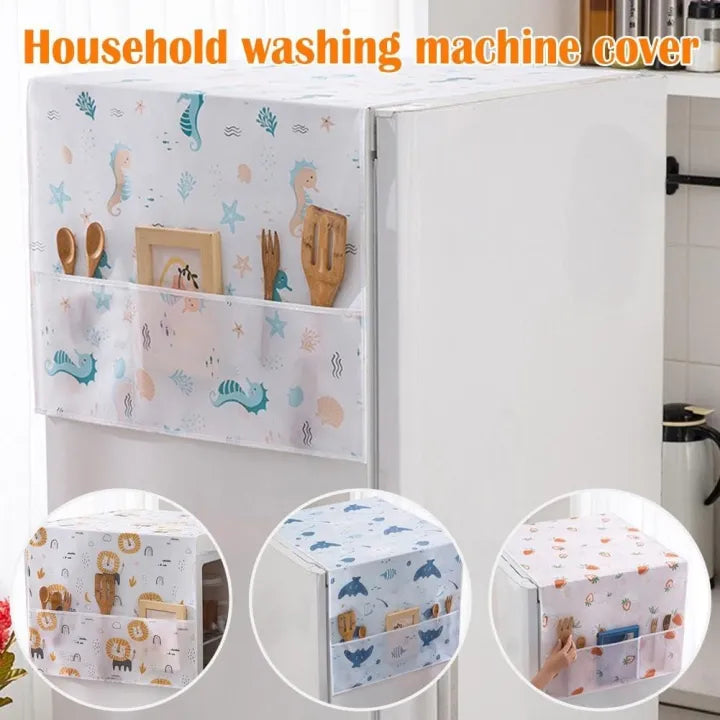 Fridge Top Cover – Dustproof Organizer with Side Pockets