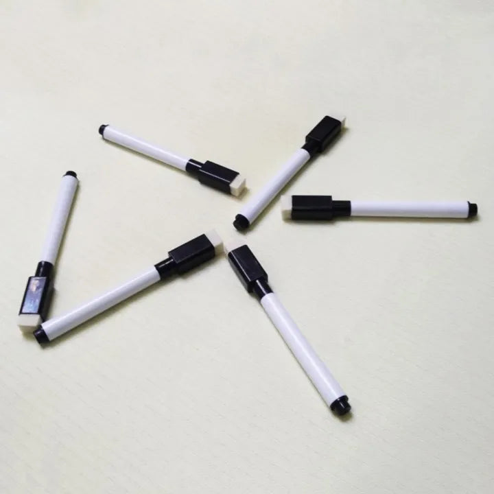 5 Pcs Whiteboard Marker with Duster – Black Ink Dry Erase Markers for Kids, School & Office