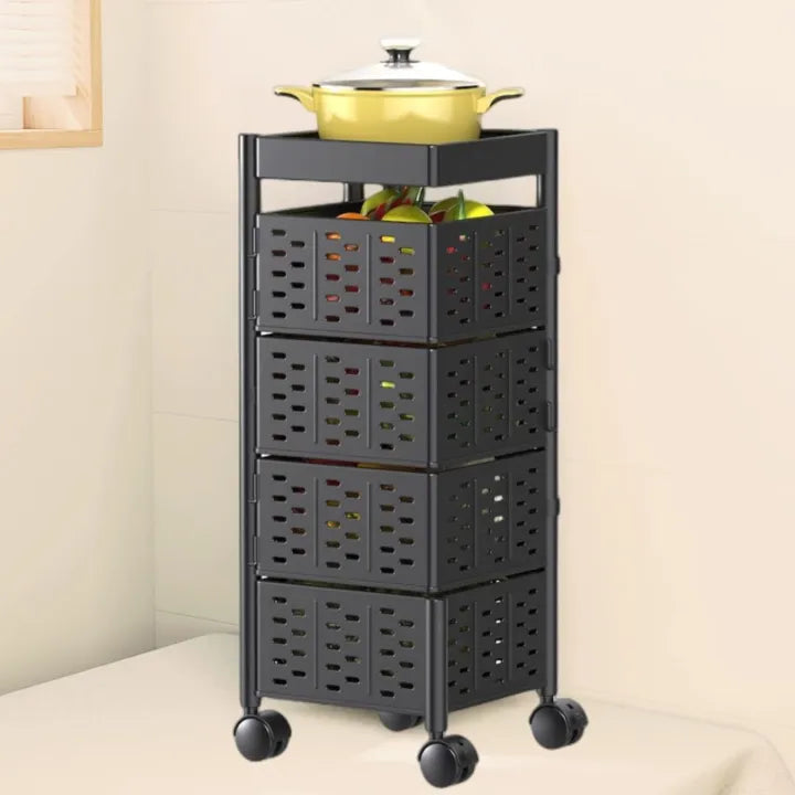 4/5 Tier Kitchen Organizer – Rolling Storage Rack with Wheels