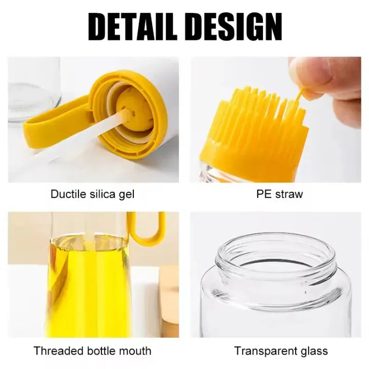2 in 1 Glass Oil Bottle with Brush – BBQ & Baking Oil Dispenser