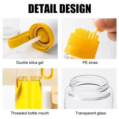 2 in 1 Glass Oil Bottle with Brush – BBQ & Baking Oil Dispenser