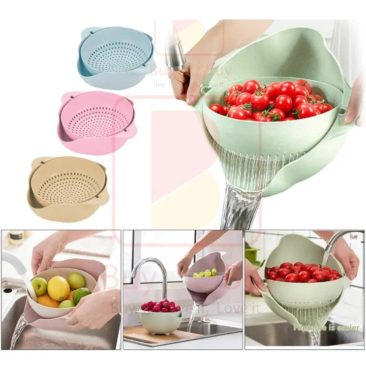 2‑in‑1 Strainer Bowl – Kitchen Fruit & Veg Washing Basket