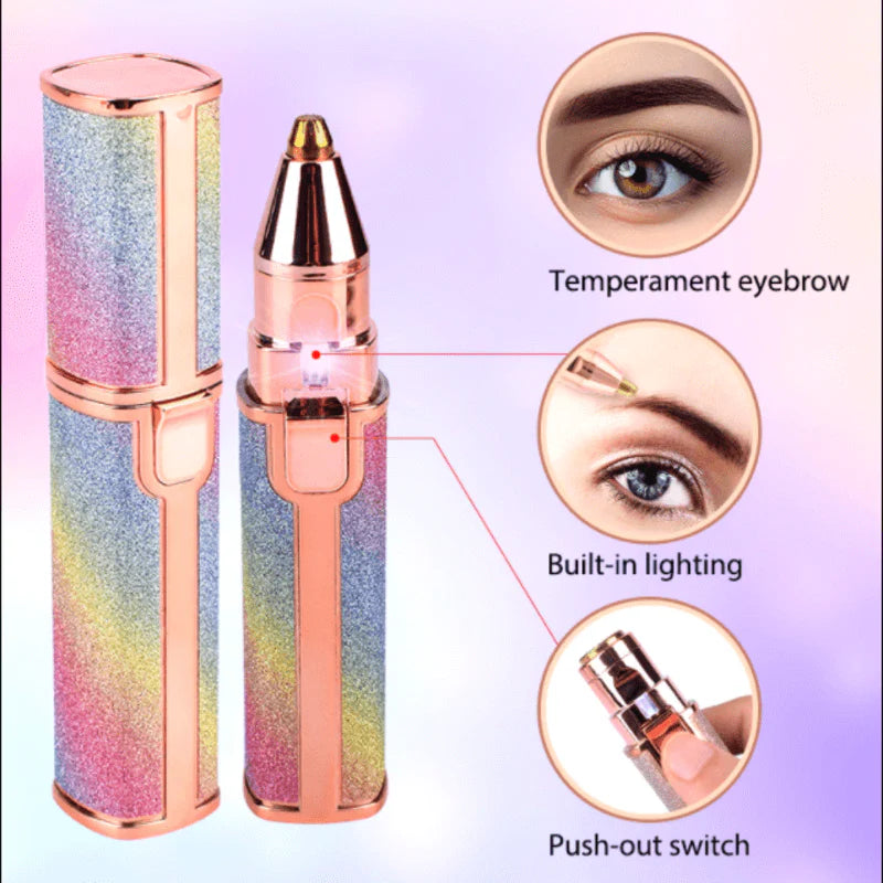 2-in-1 Rechargeable Eyebrow & Facial Hair Trimmer – Painless Precision Hair Remover