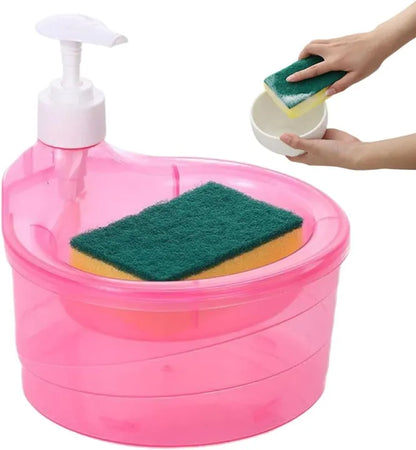 2-in-1 Kitchen Sink Organizer with Soap Dispenser 🧽 – Sponge Holder & Liquid Soap Pump Bottle