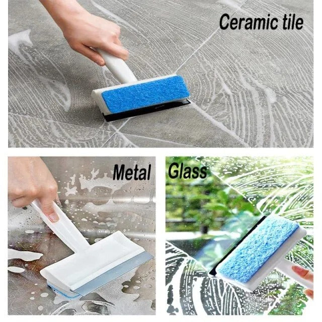 2 in 1 Window Cleaning Brush with Wiper & Sponge – Glass Cleaner Tool