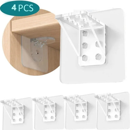 4PCS Wall Shelf Hooks – Self‑Adhesive Storage Support Clips
