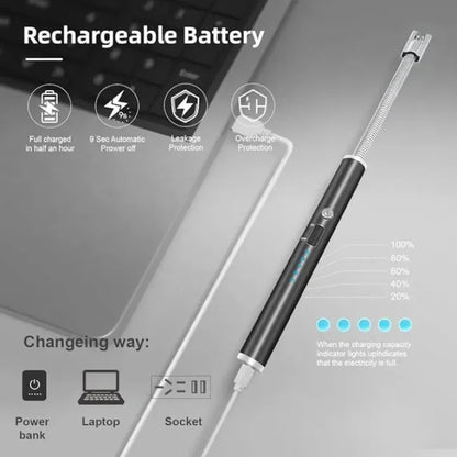 USB Electric Lighter – Flameless Windproof Arc Igniter