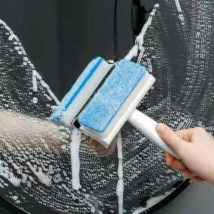 2 in 1 Window Cleaning Brush with Wiper & Sponge – Glass Cleaner Tool