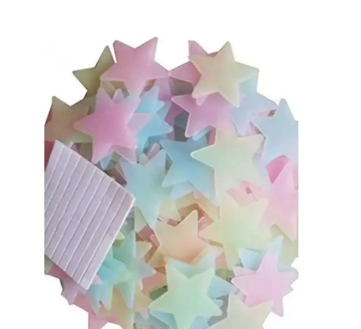 3D Glow Star Wall Stickers – 100PCS Luminous Ceiling Decor