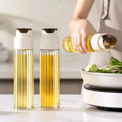 500ml Premium Glass Oil Dispenser – Automatic Gravity-Lever Lid