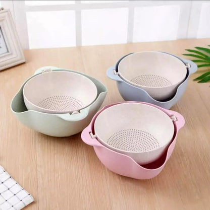 2‑in‑1 Strainer Bowl – Kitchen Fruit & Veg Washing Basket