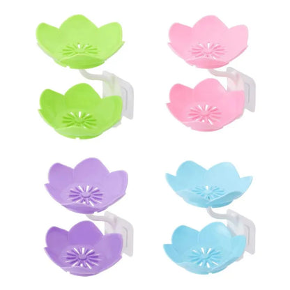 Double-Layer Flower Shaped Soap Tray – Mounted Drain Holder