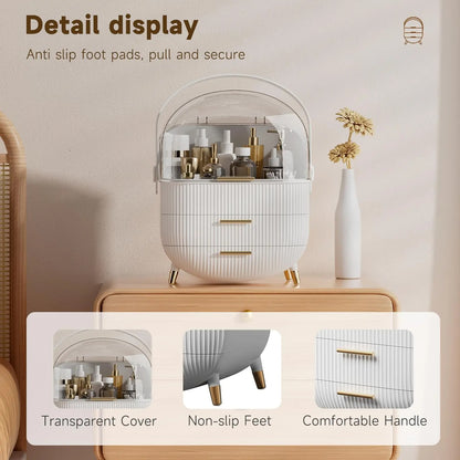 Makeup Storage Organizer with Lid – Waterproof Cosmetic & Skincare Storage Box
