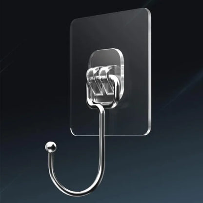 Heavy Duty Self‑Adhesive Wall Hooks – Punch‑Free Hanging Hooks for Kitchen, Bathroom, Towels & Bags