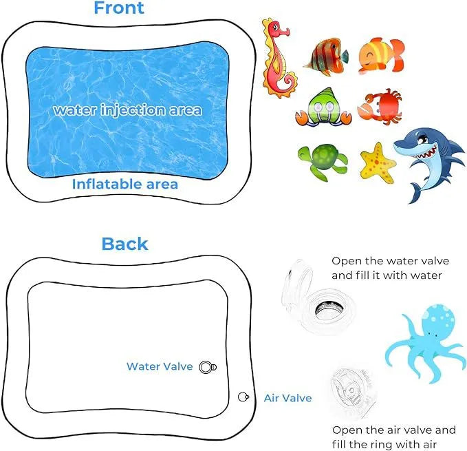 Baby Tummy Time Water Play Mat – Inflatable Sensory Activity Mat for Infants & Toddlers (3‑24 Months) Early Development Toy