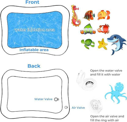 Baby Tummy Time Water Play Mat – Inflatable Sensory Activity Mat for Infants & Toddlers (3‑24 Months) Early Development Toy