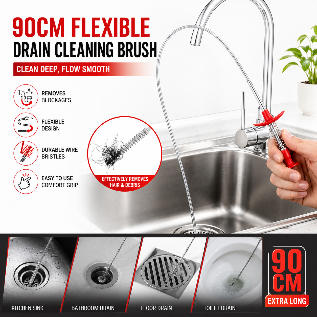 Flexible Wire Drain Cleaning Brush