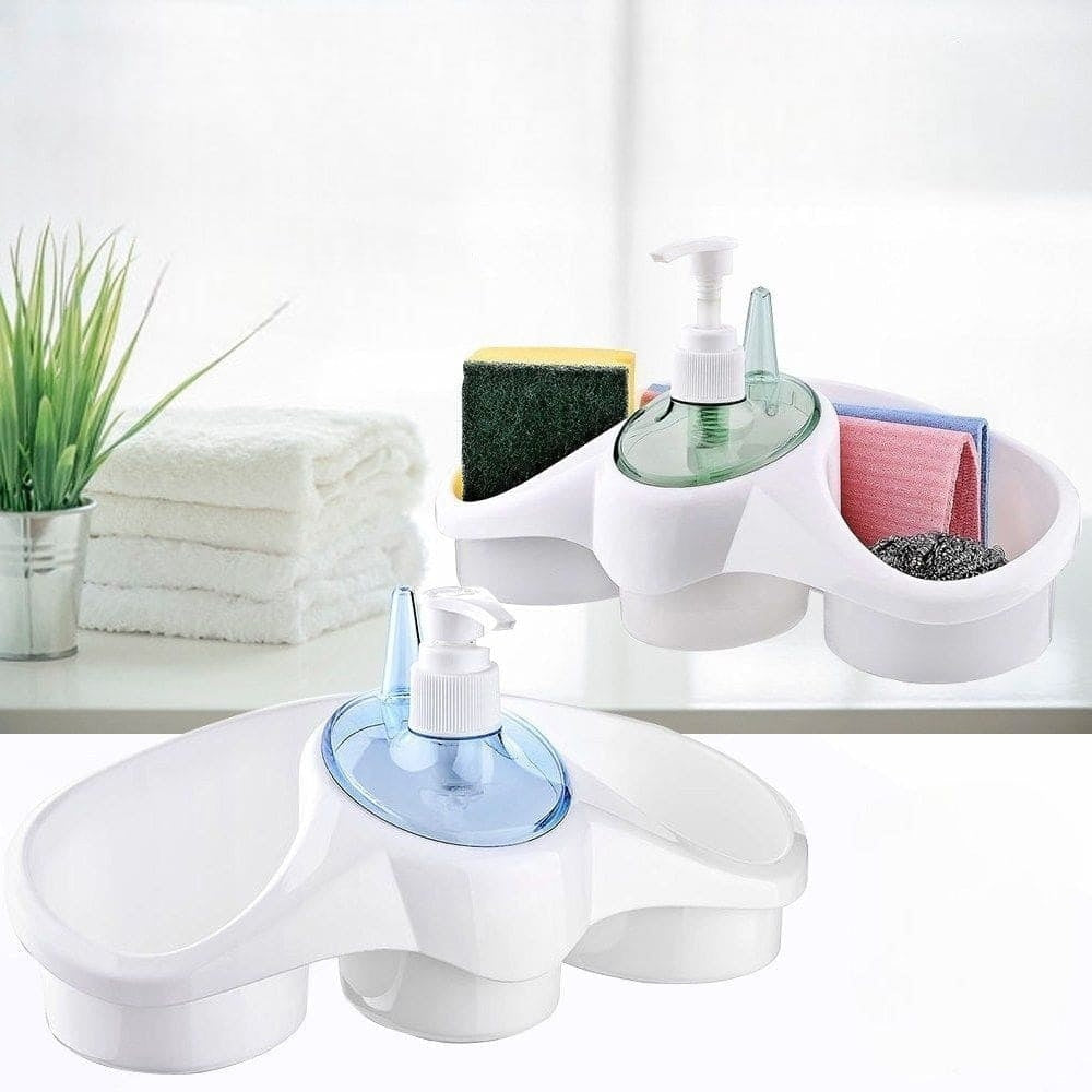 3 In 1 Soap Dispenser And Sponge Holder Soap Pump Kitchen Organizer