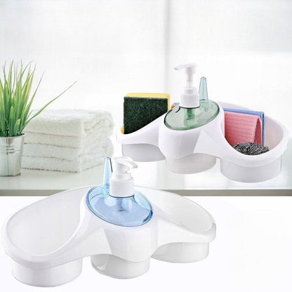 3 In 1 Soap Dispenser And Sponge Holder Soap Pump Kitchen Organizer