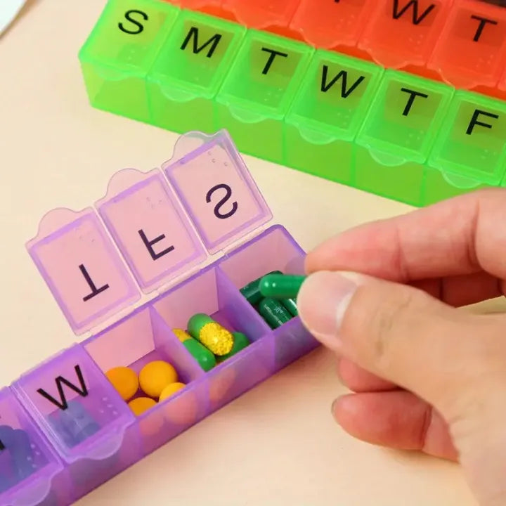 7-Day Weekly Pill Organizer Box | Portable Medicine Storage Case