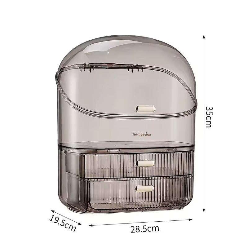 Transparent Desk Makeup Organizer Box – Large Capacity Cosmetic & Jewelry Storage