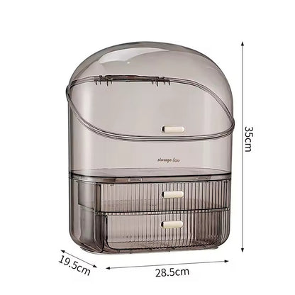 Transparent Desk Makeup Organizer Box – Large Capacity Cosmetic & Jewelry Storage