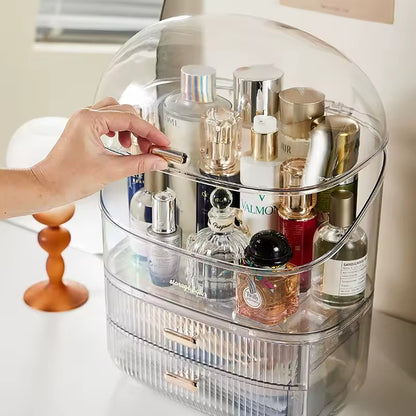 Transparent Desk Makeup Organizer Box – Large Capacity Cosmetic & Jewelry Storage