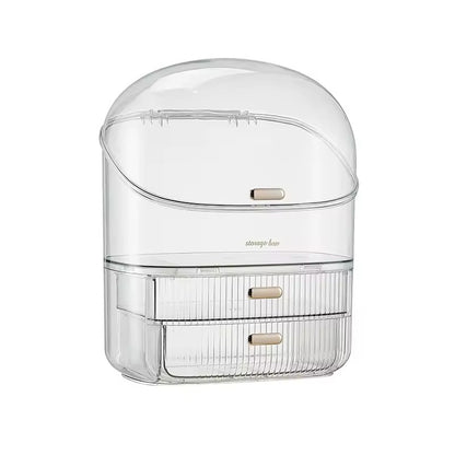 Transparent Desk Makeup Organizer Box – Large Capacity Cosmetic & Jewelry Storage