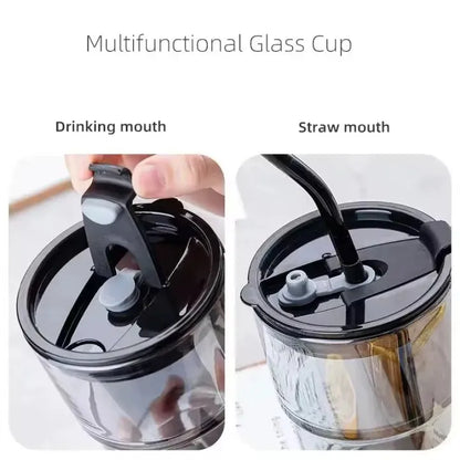 450ML Reusable Glass Tumbler – Coffee Cup with Straw & Sleeve