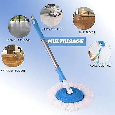 Universal 360° Stainless Steel Spin Mop Stick – Rod with Microfiber Head