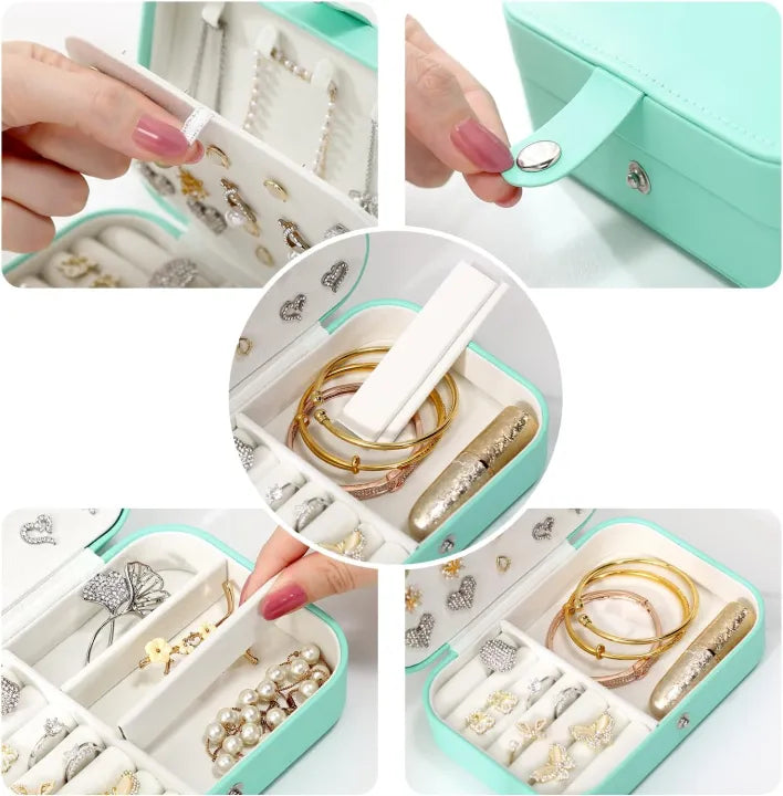 Double Layer Travel Jewelry Organizer Box – Portable Mini Jewelry Storage