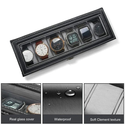 Watch Display Case – PU Leather Wrist Watch Organizer Box